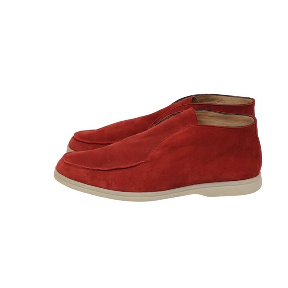 Loro Piana Open Walk Ankle Boots Size US 13 46 Red Suede Slip On Mid Top Chukkas - Picture 4 of 9